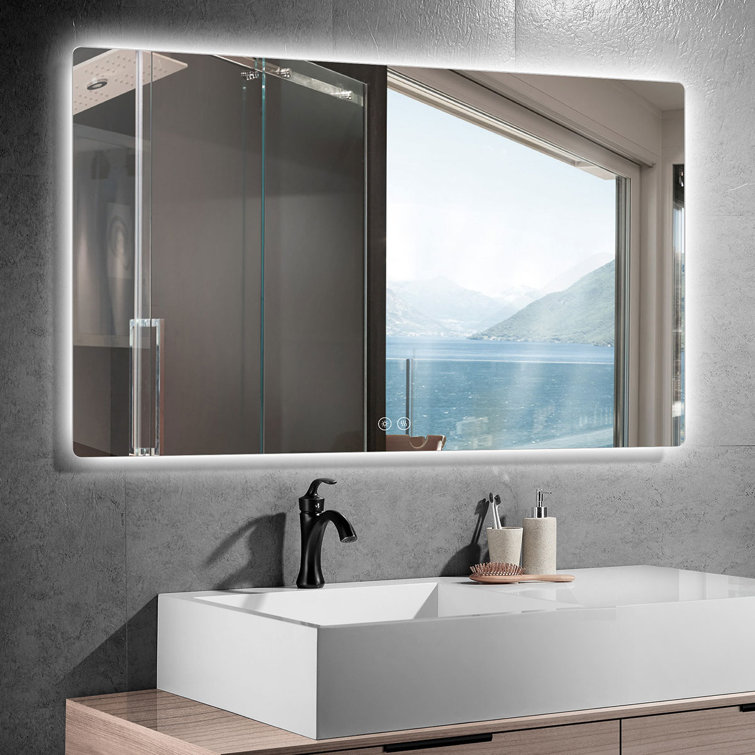 Orren Ellis 55 X 36 Inch LED Bathroom Mirror With Touch Button